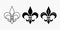 Vector Vintage White and Black Fleur De Lis Icon Set Isolated. Heraldic Lily, Retro Design Element. Vector Illustration