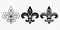 Vector Vintage White and Black Fleur De Lis Icon Set Isolated. Heraldic Lily, Retro Design Element. Vector Illustration