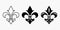 Vector Vintage White and Black Fleur De Lis Icon Set Isolated. Heraldic Lily, Retro Design Element. Vector Illustration