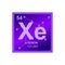 Vector violet or purple symbol of xenon on the background from connected molecules.