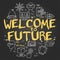Vector virtual reality black concept with Welcome to Future text