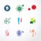 Vector virus colour design icons.