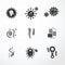 Vector virus icons black colour.