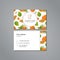 Vector visit card template with pattern papaya and flower