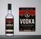 Vector vodka label. Vodka glass bottle mockup