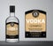 Vector vodka label. Vodka glass bottle mockup