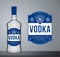 Vector vodka label. Vodka glass bottle mockup