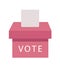 Vector of voter ballot going into a ballot box