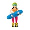 Vector Wakeboarding Woman. Flat style colorful Cartoon illustration.