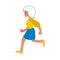 Vector walking or running blonde woman flat