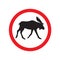 Vector warning road sign with moose in red circle