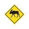 Vector warning road sign with moose silhouette