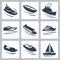 Vector water crafts icons set