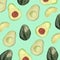 Vector Watercolor Avocado Green Pastel Seamless Pattern