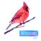 Vector Watercolor Bird Cardinal On The Branch Hand