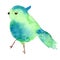 Vector watercolor bird shape texture. Blue and green splash. Artistic blob