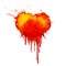 Vector Watercolor blood heart illustration on white background.