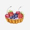 Vector watercolor cake with berries