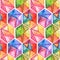 Vector Watercolor Geometric Seamless Pattern with Hexagons