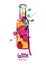 Vector watercolor illustration of colorful wine bottle and hand drawn lettering.