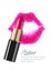 Vector watercolor isolated illustration of womens red lips and pink lipstick. Beauty and makeup background.