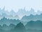 Vector watercolor misty mountains landscape