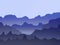 Vector watercolor misty mountains landscape