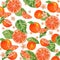 Vector Watercolor Oranges Citrus Seamless Pattern