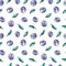 Vector watercolor pattern with blueberries. Blueberry berries with twigs in a hand-drawn style