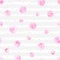 Vector watercolor pink circles seamless pattern on the stripped