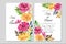 Vector Watercolor Purple and Yellow Flowers Loose Floral Wedding Invitation Template Set