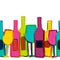 Vector watercolor seamless background, colorful wine bottles and