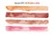 Vector Watercolor Set Stripes Illustration isolated on white background. Pink Orange and Brown Nude Color Brush Stripe