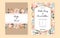 Vector watercolor tan and cream loose floral wedding invitation card template set