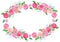 Vector watercolor wreath rose flowers green leaves