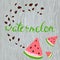 Vector watermelon and seeds. lettering.