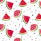 Vector watermelon slices pattern. summer fresh illustration. Tasty decoration texture. Berry dessert fruit. Freshness
