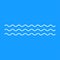 Vector waves simple icon. White lines. Blue background. Aqua minimalism illustration. Water illustration