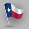 Vector waving triangle american state flag on slanted silver pole - icon of texas with metal stick