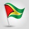 Vector waving triangle guyanese flag on slanted silver pole - symbol of guyana with metal stick