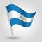 Vector waving triangle nicaraguan flag on slanted silver pole - symbol of nicaragua with metal stick