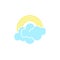 Vector weather icon of a blue cloud with rainbow to show the rainy forecast and the current climate outside