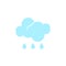 Vector weather icon of a blue cloud with raindrops to show the rainy forecast and the current climate outside