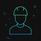 Vector web icon, profession engineer builder, man in construction helmet