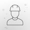 Vector web icon, profession engineer builder, man in construction helmet