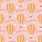 Vector wedding balloon with red hearts seamless pattern.