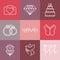 Vector wedding and engagement line logos and icons