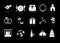 Vector wedding icons on a black background