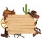 Vector Western Board with Cowboy Accessories