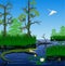 Vector wetland Pantanal Everglades landscape